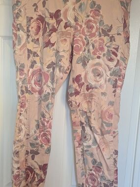 HUE Pink Floral Skinny Pants